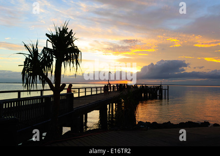 Sonnenuntergang - Kingfisher Bay Resort Jetty - Fraser Island - Queensland - Australien Stockfoto