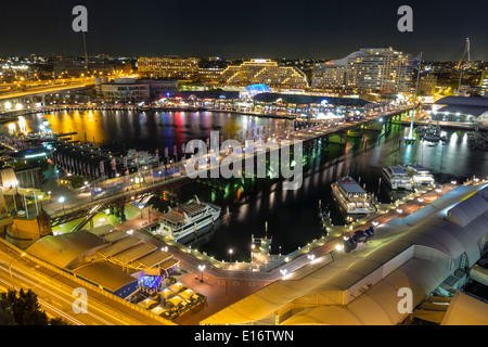 Sydney Australien, Darling Harbour, Hafen, Cockle Bay Promenade, Pyrmont Bridge, Harbourside Shopping Centre, Zentrum, Shopping Shopper Shopper shoppen Shops ma Stockfoto