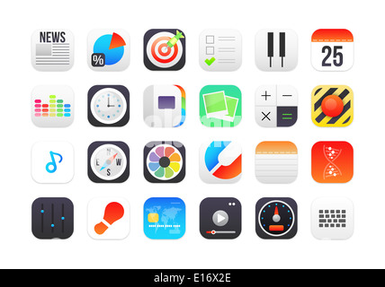 Flache Symbole Verlaufsart mit abgerundeten Ecken Stockfoto