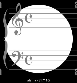 Einen schwarzen und weißen Kreis mit der einen musikalischen Daube Vordergrund Stockfoto