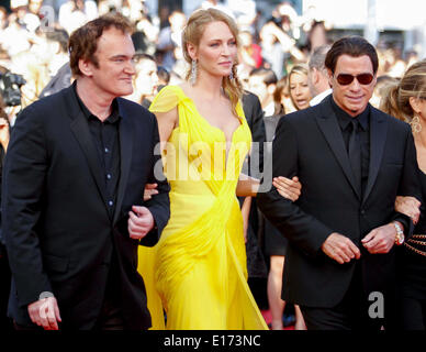 QUENTIN TARANTINO UMA THURMAN JOHN TRAVOLTA SILS MARIA. PREMIERE 67. CANNES FILM FESTIVAL CANNES Frankreich 23. Mai 2014 Stockfoto