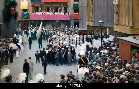 Die Fronleichnams-Prozession verlässt die Kirche von Santa Maria 1896 Ramon Casas 1866-1932 Spanien Spanisch Stockfoto