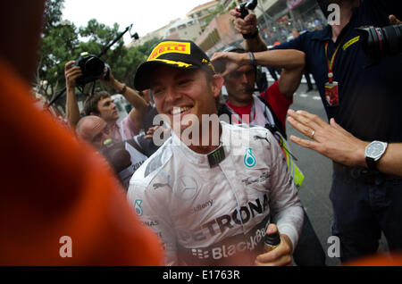 Monte Carlo, 25. Mai 2014. Nico Rosberg feiert die Formel 1 Grand Prix von Monaco, Monte Carlo zu gewinnen. Bildnachweis: Kevin Bennett/Alamy Live-Nachrichten Stockfoto
