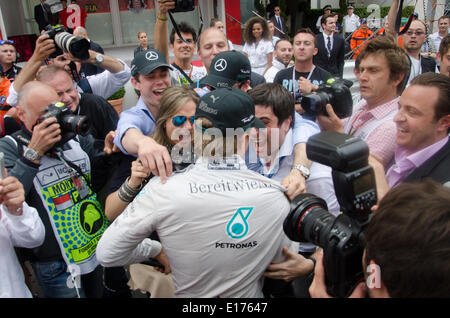 Monte Carlo, 25. Mai 2014. Nico Rosberg feiert die Formel 1 Grand Prix von Monaco, Monte Carlo zu gewinnen. Bildnachweis: Kevin Bennett/Alamy Live-Nachrichten Stockfoto