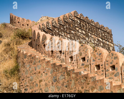 Indien, Rajasthan, Rajsamand, Kumbhalgarh Fort, befestigten Mauern Stockfoto