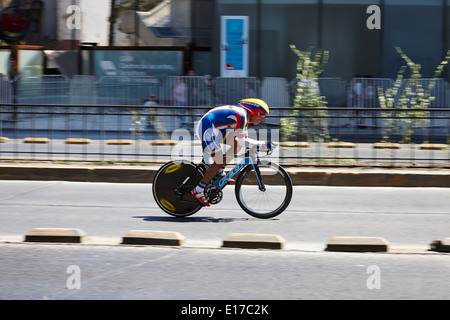 Carlos Galviz venezolanischen Zeit Testversion Radfahrer im Wettbewerb im Straßenrennen als Teil der südamerikanischen Spiele Santiago Chile Stockfoto