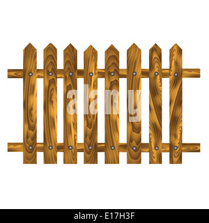 Bunte Illustrationen mit Holzzaun braun auf weißem Hintergrund für Ihr design Stockfoto