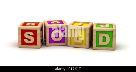 Verkaufte Stück Würfel Stockfoto