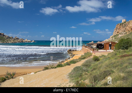 Goldener Sandstrand, Ghajn Tuffieha Bay, nördliche Malta, Europa. Stockfoto