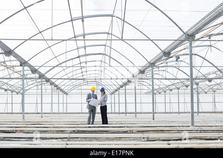 Architekt und Geschäftsfrau in leere Gewächshaus Stockfoto