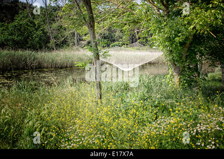 Angeln-Hütte auf der Pialassa della Baiona brackige Lagune in der Nähe von Marina Romea an Te adriatischen Küste in Ravenna (Italien) Stockfoto