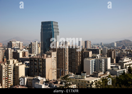 Ansicht der Innenstadt von Santiago aus Cerro Santa Lucia Hügel Santiago Chile Stockfoto