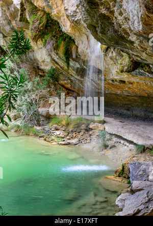 Los Charcos Fluss und Wasserfall, in der Nähe von Ontinyent Provinz Valencia Spanien Stockfoto