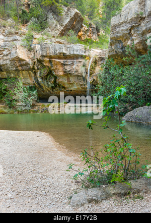 Los Charcos Fluss und Wasserfall, in der Nähe von Ontinyent Provinz Valencia Spanien Stockfoto