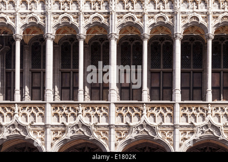 Detail des Maison du Roi (Königshaus) in der Grand Place oder Grote Markt in Brüssel. Stockfoto