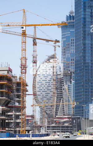 Baustelle mit vielen Wolkenkratzer gebaut im neuen Business Bay District in Dubai Vereinigte Arabische Emirate Stockfoto