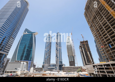 Baustelle mit vielen Wolkenkratzer gebaut im neuen Business Bay District in Dubai Vereinigte Arabische Emirate Stockfoto