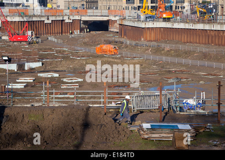 Bradfords Westfield Entwicklung nach fast 10 Jahren der Inaktivität der Bau im Gange. Stockfoto