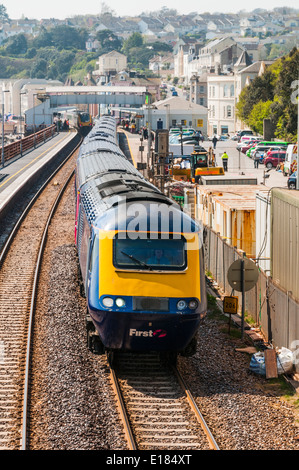 Dawlish Bahnhof auf der Durchreise erste Great Western-high-Speed-Personenzug Stockfoto