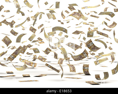 Kanadische Dollar (isoliert mit Beschneidungspfad) fliegen Stockfoto