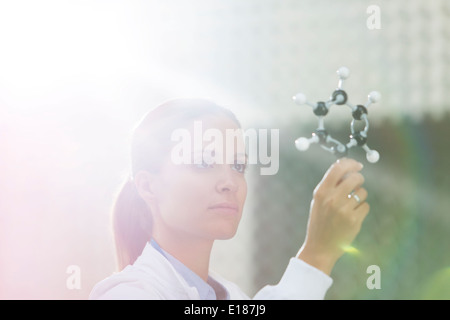 Wissenschaftler untersuchen Molekül Modell Stockfoto
