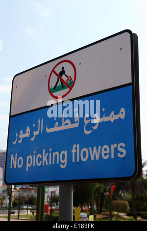 Eine keine Blumen pflücken anmelden Family Park in der Innenstadt von Abu Dhabi, Vereinigte Arabische Emirate. Stockfoto