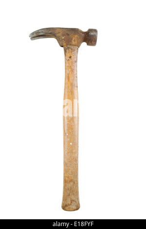 Vertikale Foto von einer alten Latthammer isoliert auf weiss Stockfoto