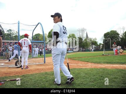 Cooperstown, New York, USA. 24. Mai 2014. Hideki Matsui (Yankees) MLB: Ehemalige New York Yankees Spieler Hideki Matsui in der Hall of Fame Classic Baseball-Spiel in Cooperstown, New York, Vereinigte Staaten von Amerika. © AFLO/Alamy Live-Nachrichten Stockfoto