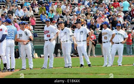 Cooperstown, New York, USA. 24. Mai 2014. Hideki Matsui (Yankees) MLB: Ehemalige New York Yankees Spieler Hideki Matsui in der Hall of Fame Classic Baseball-Spiel in Cooperstown, New York, Vereinigte Staaten von Amerika. © AFLO/Alamy Live-Nachrichten Stockfoto