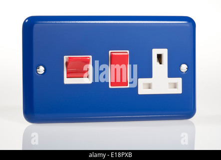 UK elektrische Steckdose mit Schalter. Stockfoto