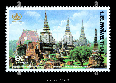 Thailand - Circa 2002: Eine Thai Briefmarke gedruckt in Thailand mit einem traditionellen thailändischen buddhistischen Tempel Stockfoto