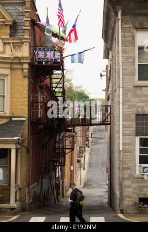 steile Straße in Lancaster PA Stockfoto