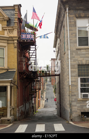 steile Straße in Lancaster PA Stockfoto