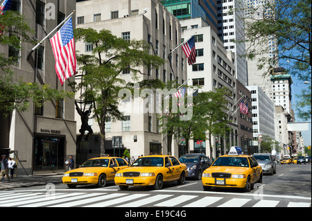 Gelbe Taxis auf der Fifth Avenue, New York City Streets, USA Stockfoto