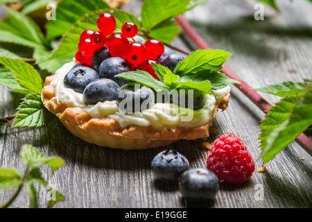 Wald-Cupcake mit Beeren Stockfoto