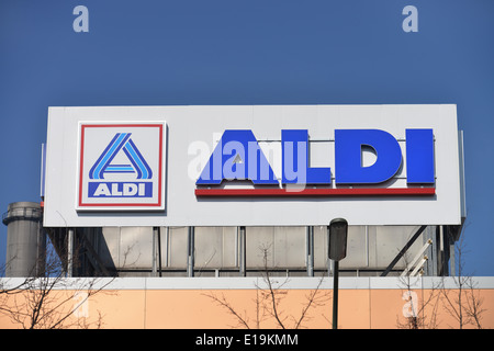 Logo Aldi, Berlin, Deutschland Stockfoto