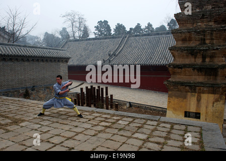 Shaolin-Kloster oder Shaolin Tempel, ein Chán buddhistischer Tempel am Berg Song, in der Nähe von Dengfeng, Zhengzhou, Henan Provinz, China Stockfoto