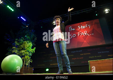 Ruby Wax durchführen ihr zeigen "Sane New World" auf der Bühne bei Hay Festival 2014 © Jeff Morgan Stockfoto