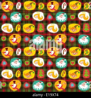 Nahtlose Hintergrund Weihnachten, Karo-Muster, Geschenkpapier Stock Vektor