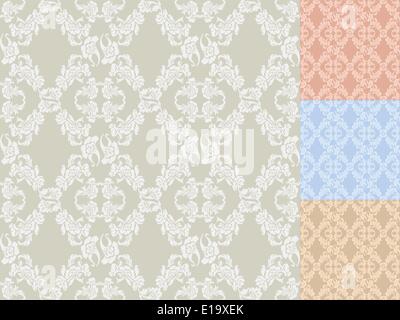 Nahtlose Hintergrund Blumen, florale Muster gefärbt set Stock Vektor