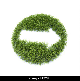 Ein Pfeilsymbol aus einem Patch Gras gemacht Stockfoto