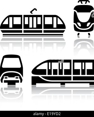 Menge der Transport Ikonen - Monorail und Straßenbahn, Vektor-illustration Stock Vektor