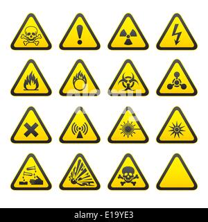 Reihe von dreieckigen Warnzeichen Hazard Stock Vektor