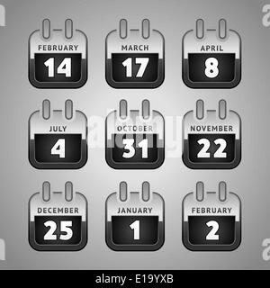 Web Kalender Icons Set. & Internetseite Ferien-Tasten Stock Vektor
