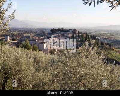 Panorama-Blick von Spello, Umbrien, Italien Stockfoto