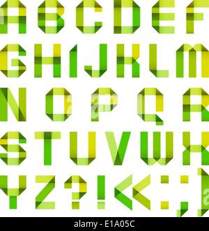 Spektrale Briefe gefalteten Papier Farbband-grün und gelb Stock Vektor
