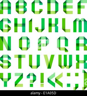 Spektrale Briefe gefalteten Papier Farbband-grün Stock Vektor