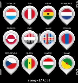 Marker mit Flag fünfte Karte Stock Vektor