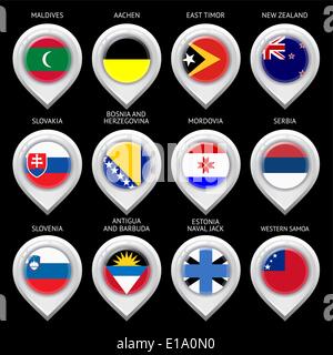 Kartenmarkierung mit Fahne-Set zwölften Stock Vektor