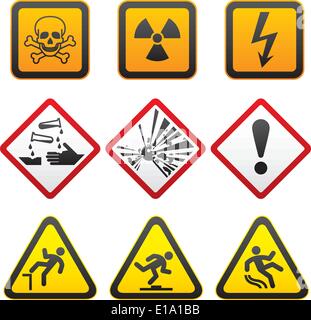 Warnsymbole - Hazard Zeichen-erste Reihe. Vektor Stock Vektor